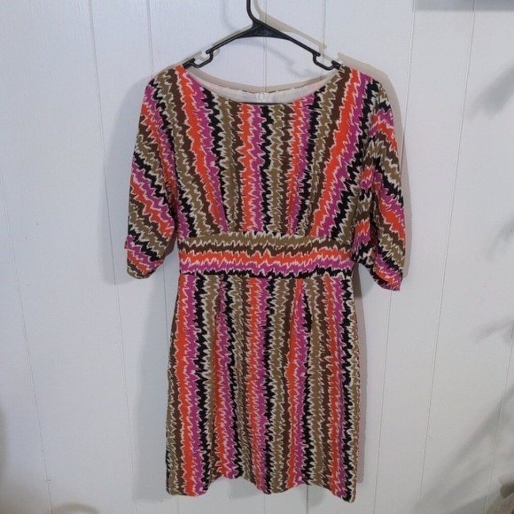 Trina Turk Dress Women's 4 Multicolor Silk 3/4 Sleeve
